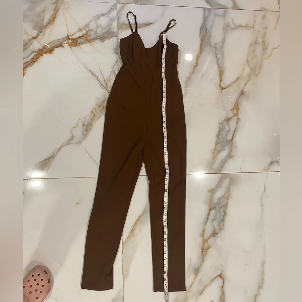 Forever 21  Brovn Jumpsuit Wide-Leg Structured - Picture 9 of 10
